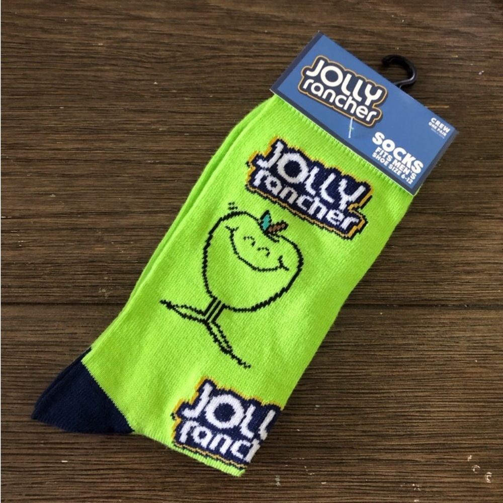 Jolly Rancher Green Apple novelty men’s crew socks